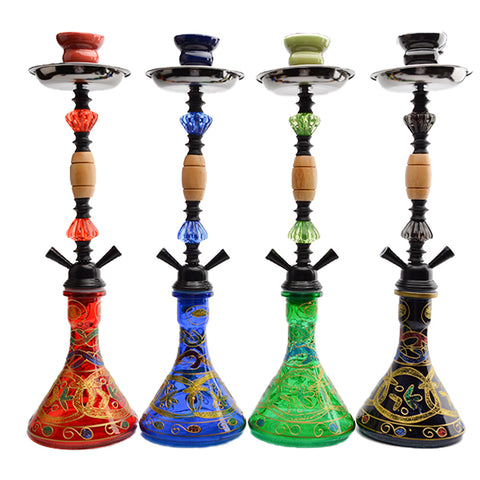 Wholesale Portable Glass Double Pipes Sheesha Hookah Glass Water Pipes Hand Pipe Glass Cigarette Smoke Shisha Hookah Kits Set