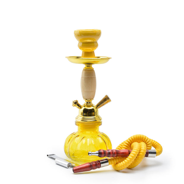 Hookah Set glass shisha  wood barrel Hookah trumpet gold single pipe hookah shisha