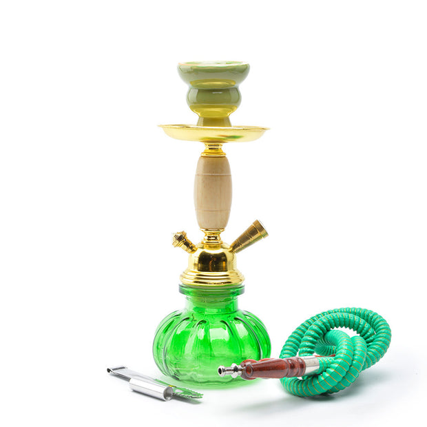 Hookah Set glass shisha  wood barrel Hookah trumpet gold single pipe hookah shisha