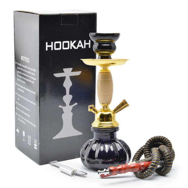 Hookah Set glass shisha  wood barrel Hookah trumpet gold single pipe hookah shisha